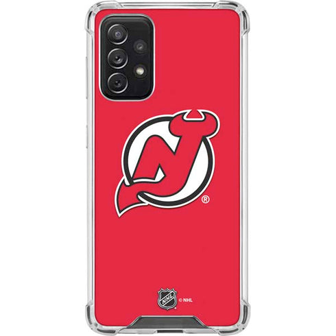 NHL New Jersey Devils Solid Background Galaxy A72 5G Clear Case